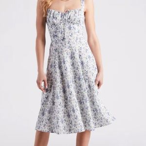 Windsor Floral Sunshine Corset Midi Dress, Size M, Ivory